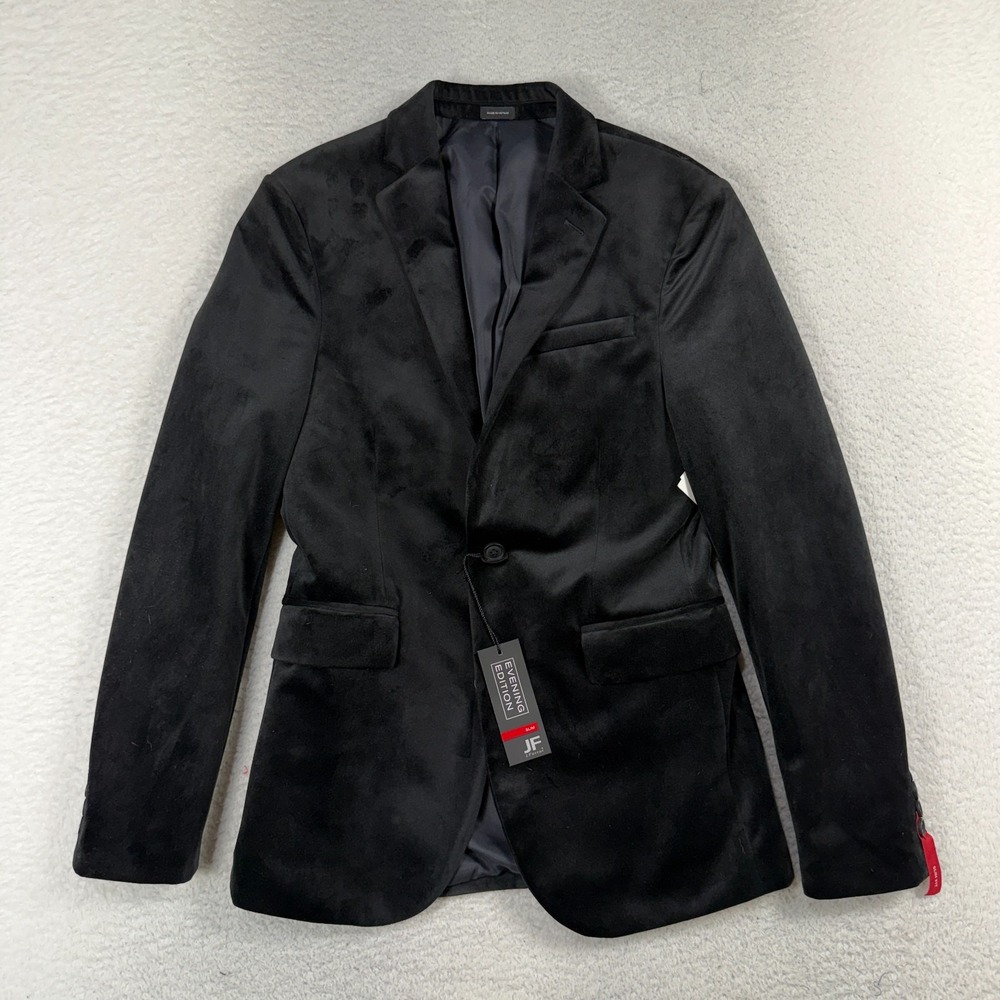 J. FERRAR Velvet Blazer Evening Edition Mens Size 36 Reg Slim Black NEW $160 NWT